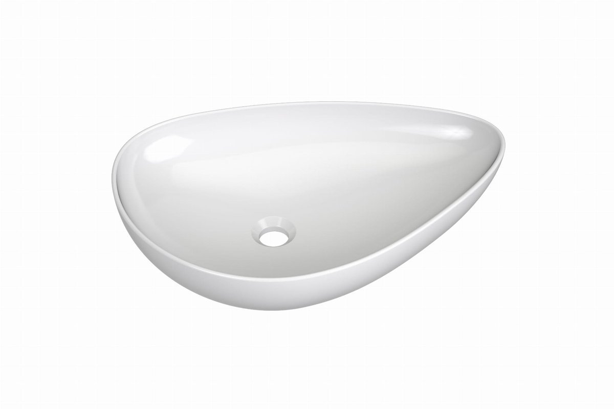 Ravak Umywalka asymetryczna ceramiczna nablatowa Leaf 600 biała 1szt
