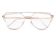 Okulary korekcyjne, oprawki, szkła - Glam Rock Złote Kocie Oczy damskie zerówki 1992 - miniaturka - grafika 1