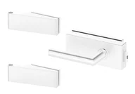 Klamki - Zestaw okuć do drzwi szklanych Plato lewych szyld kwadratowy bez otworu na klucz plus 2 zawiasy Voster - miniaturka - grafika 1