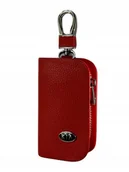 Etui na klucze - SKÓRZANE ETUI na klucze KIA logo KLUCZYK samochodowy ELEGANCKI czerwony - miniaturka - grafika 1