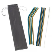 Słomki do napojów - SŁOMKI METALOWE EKO WIELORAZOWE CZYŚCIK ETUI 8SZT - miniaturka - grafika 1