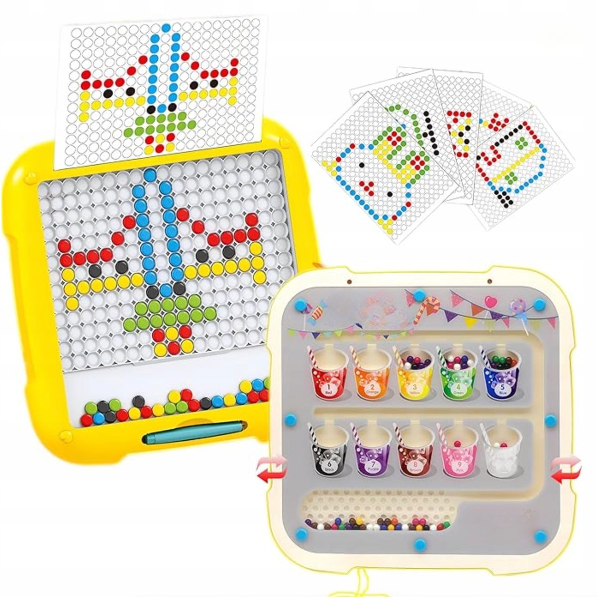 Tablica Edukacyjna Dwustronna Montessori Mozaika Labirynt, Nauka Liczenia