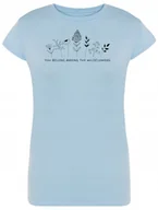 Koszulki i topy damskie - T-Shirt damski nadruk KWIATKI KWIATY r.L - miniaturka - grafika 1