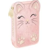Piórniki - Astra Piórnik potrójny z wyposażeniem bag Fluffy Kitty - miniaturka - grafika 1