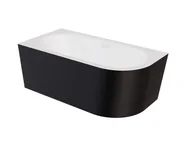 Wanny - Wanna narożna lewa Besco Avita A-line 150x75 cm czarny mat syfon klik-klak chrom z przelewem slim WAA-15AMLS - miniaturka - grafika 1