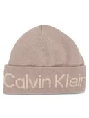 Czapki damskie - Calvin Klein Czapka Logo Reverso Tonal Beanie K60K611151 Beżowy - miniaturka - grafika 1