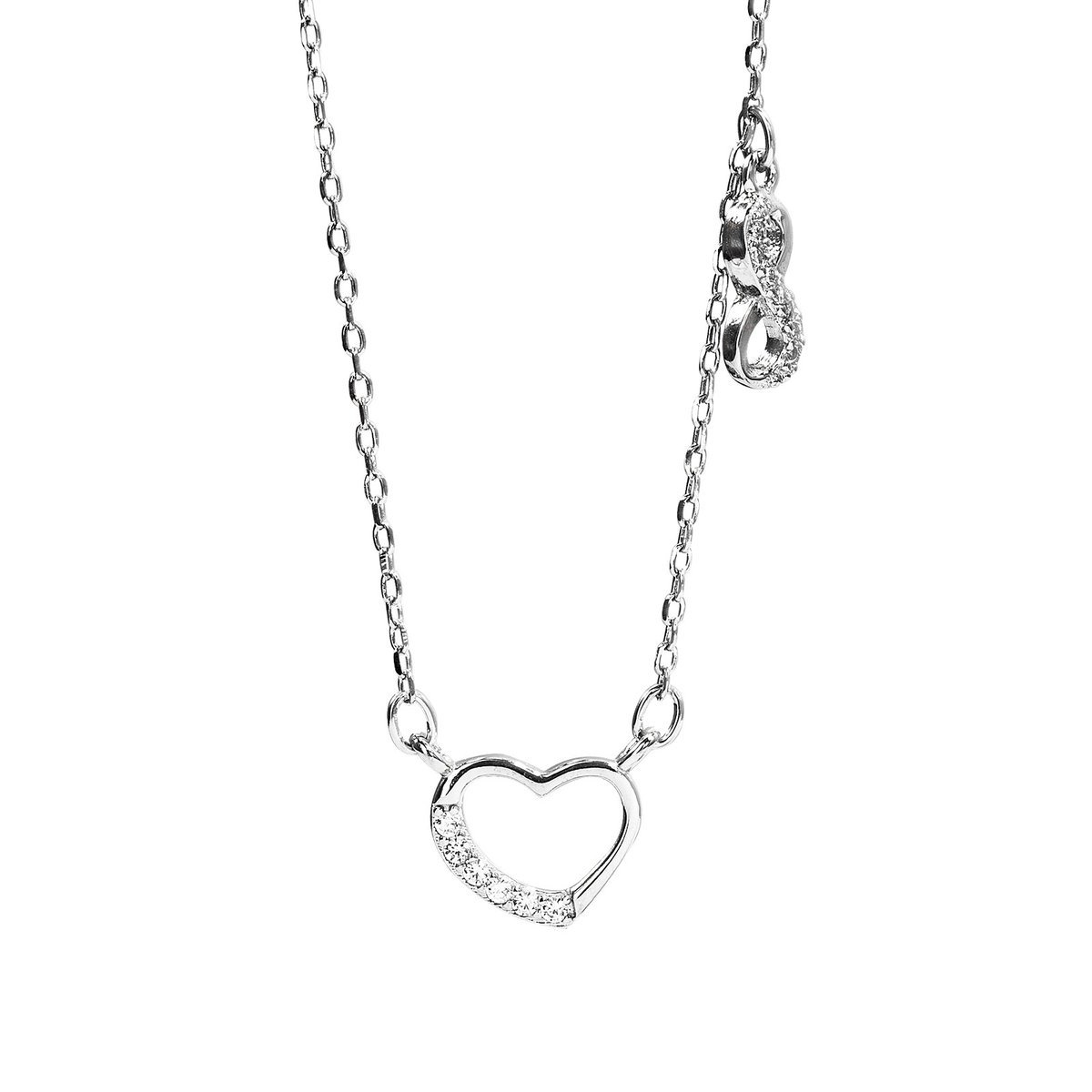 Srebrny naszyjnik 925 serce nieskończoności cyrkonia