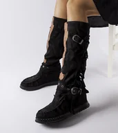 Botki damskie - Czarne kozaki na krytym koturnie Filiberta -40 - miniaturka - grafika 1