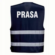 Odzież robocza - Kamizelka odblaskowa F474 PORTWEST S/M- granatowa z nadrukiem PRASA - miniaturka - grafika 1