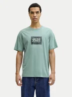 Koszulki męskie - Jack & Jones T-Shirt Jjrain Tee Ss Crew Neck 12288097 Turkusowy Regular Fit - miniaturka - grafika 1