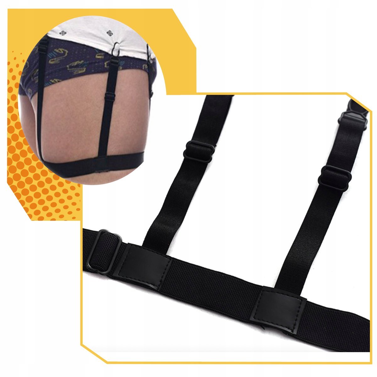 SZELKI DO KOSZULI MĘSKIE UTRZYMUJĄCE KOSZULĘ CZARNE ORYGINALNE WYTRZYMAŁE