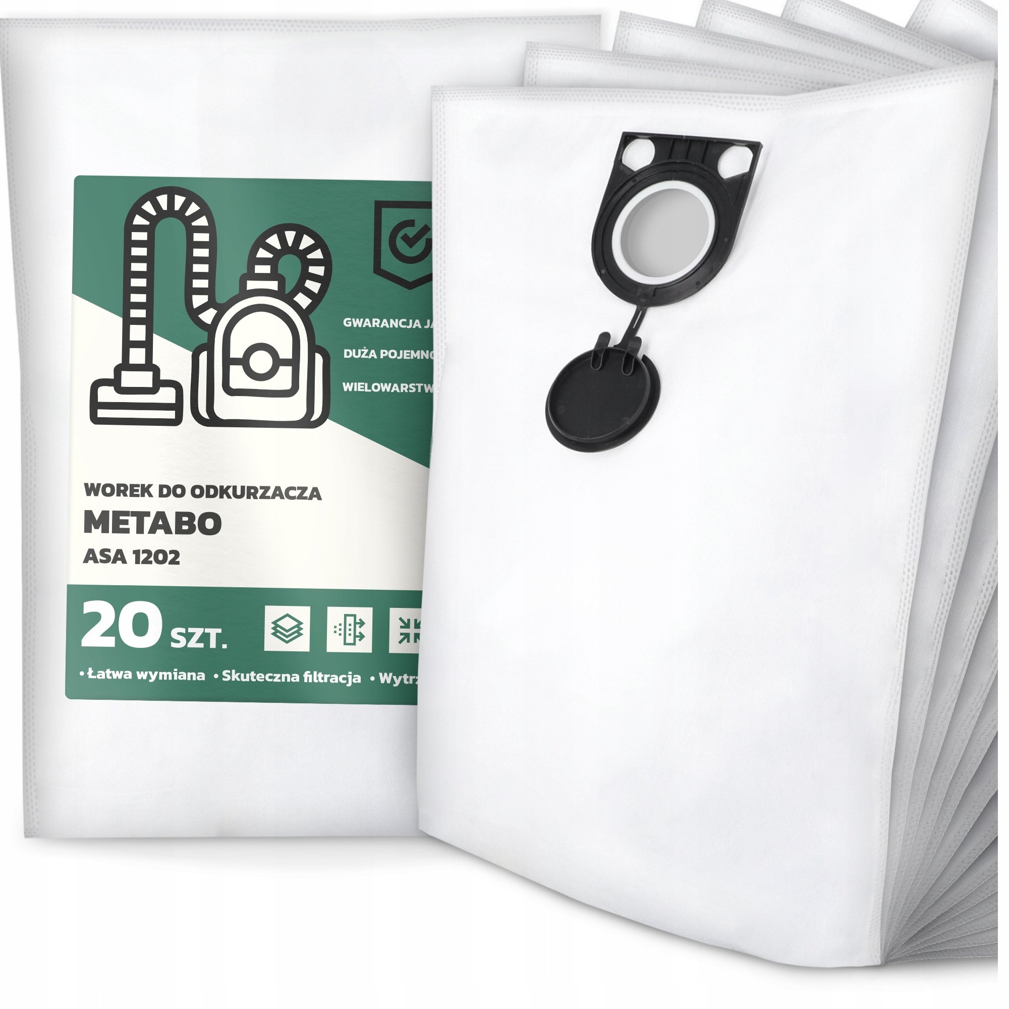 20x Worek do Odkurzacza Metabo Asa 1202 Syntetyczny Pojemny Mocny Worki G9