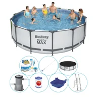 Baseny ogrodowe - Komfortowy pakiet do basenu - Bestway Steel Pro MAX 427x122 cm okrągły - miniaturka - grafika 1