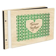 Albumy fotograficzne - Album Na Zdjęcia Plus Pierwsza Strona W Kolorze Forever Together W Drewnianej Oprawie Z Czarnymi Kartami Z Grawerem Album Na Rocznicę Związku - miniaturka - grafika 1