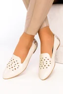 Półbuty damskie - Beżowe lordsy Maciejka półbuty ażurowe polska skóra 04970-04/00-5 - miniaturka - grafika 1