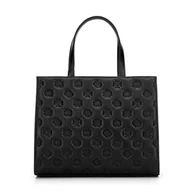 Torebki damskie - Damska torebka crossbody skórzana z tłoczeniem czarna - miniaturka - grafika 1