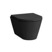 Miski WC - Laufen Kartell  Toaleta WC podwieszana bez kołnierza krótka 37 x 49 cm czarny mat H8203337160001 - odbiór osobisty: Kraków, Warszawa - miniaturka - grafika 1
