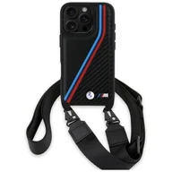 Etui i futerały do telefonów - BMW BMHCP16L23PSVTK iPhone 16 Pro 6.3"    czarny/black hardcase M Edition Carbon Tricolor Lines & Strap - miniaturka - grafika 1