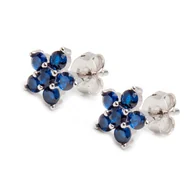 Biżuteria dla dzieci - Srebrny kolczyk kwiatek niebieskie cyrkonie - miniaturka - grafika 1