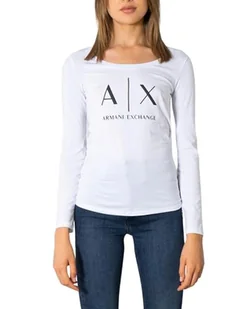 Armani Exchange Damska koszulka z logo Ls, biały, XL - Koszulki i topy damskie - miniaturka - grafika 1