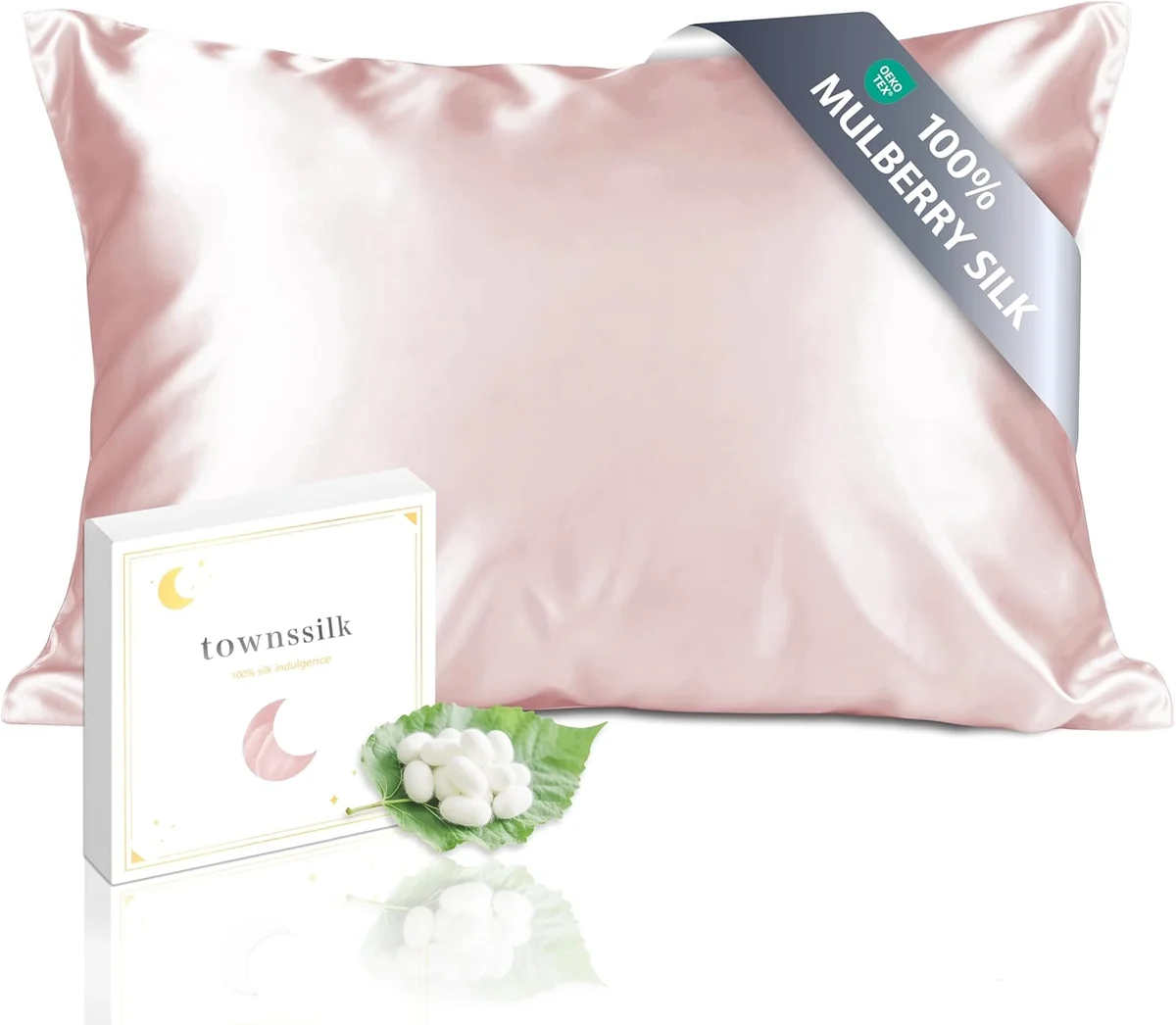 Poszewka na poduszkę z jedwabiu morwowego 40x60 cm 600 nici pudrowy róż