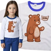 Piżamy dla dziewczynek - Piżama dziecięca Hejka Witający Się Miś Niedźwiedź Dzień Misia 110/116 - VoloDonum - miniaturka - grafika 1