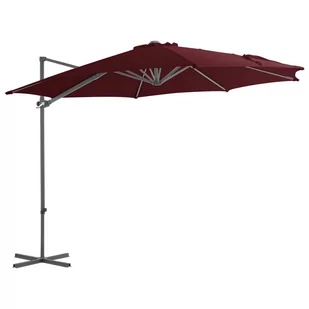 vidaXL Parasol wiszący na stalowym słupku, bordowy, 300 cm 312312 - Parasole ogrodowe - miniaturka - grafika 1