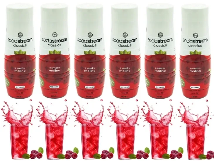 6x Syrop Koncentrat Malinowy Sodastream Malina Zero Cukru Do Saturatora