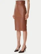 Spódnice - Elisabetta Franchi Spódnica skórzana GP-09Z-61E2-V890 Brązowy Regular Fit - miniaturka - grafika 1