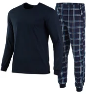 Piżamy damskie - Piżama męska długa HEYO HPM014 granatowa-XXL - miniaturka - grafika 1