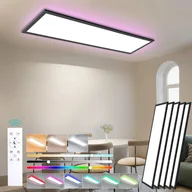 Lampy sufitowe - LOVHAUS 5PCS Lampa Sufitowa LED 36W Czarna RGB Płaska, Panel LED Prostokątny 120x30 cm, Nowoczesna Lampa Sufitowa Ściemniająca z Pilotem do Biura - miniaturka - grafika 1