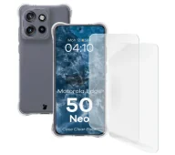 Etui i futerały do telefonów - Bizon Elastyczne etui + 2x folia na ekran Case Clear Pack do Motorola Edge 50 Neo - miniaturka - grafika 1