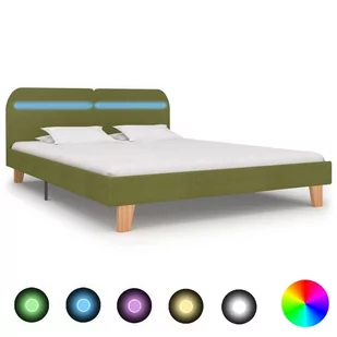 vidaXL Rama łóżka z LED, zielona, tapicerowana tkaniną, 180 x 200 cm - Łóżka - miniaturka - grafika 1