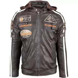 Urban Leather Męska skórzana kurtka motocyklowa z ochraniaczami na plecy, ramiona i łokcie z certyfikatem CE, brązowa, 8XL Plus, Brązowy - Odzież motocyklowa - miniaturka - grafika 1
