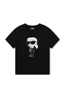 Koszulki dla chłopców - Karl Lagerfeld t-shirt bawełniany dziecięcy kolor czarny z nadrukiem - miniaturka - grafika 1