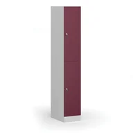 Szafki biurowe - Szafka ubraniowa ze schowkami, 2 schowki, 1850 x 300 x 500 mm, zamek cylindryczny, drzwi czerwone - miniaturka - grafika 1
