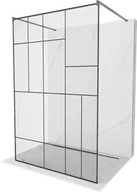 Ścianki i drzwi prysznicowe - Mexen Kioto ścianka prysznicowa wolnostojąca 100 x 200 cm, czarny wzór 8 mm, gun gray szczotkowany - 800-100-002-66-78 - miniaturka - grafika 1