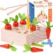 Sortery dla dzieci - Układanka drewniana marchewki i robaczki gra sorter drewniany marchewki - miniaturka - grafika 1
