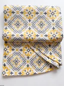 Obrusy i serwetki - Okrągły bawełniany obrus na stół plamoodporny żółtego koloru z wzorem Ornament - miniaturka - grafika 1