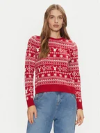 Swetry damskie - ONLY Sweter Xmas Winter 15327601 Czerwony Regular Fit - miniaturka - grafika 1