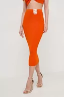 Spódnice - Patrizia Pepe spódnica kolor pomarańczowy midi ołówkowa - miniaturka - grafika 1