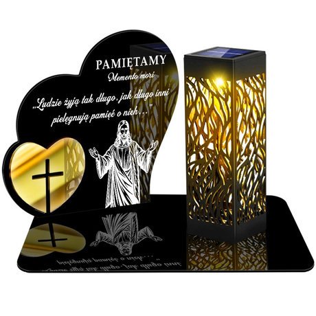 ZNICZ SOLARNY LED WIECZNY PODSTAWKA NA CMENTARZ GRÓB lampka Serce 3D