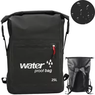 Torebki damskie - WODOSZCZELNY PLECAK TORBA WOREK WODOOPORNY 25L PODRÓŻNY TURYSTYCZNY CZARNY - miniaturka - grafika 1