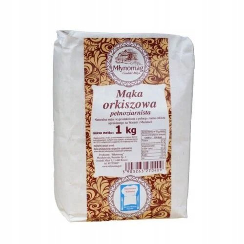 Mąka Orkiszowa Pełnoziarnista Ekologiczna 1000g / Młynomag