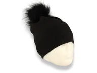 Czapki damskie - Czapka damska zimowa z pomponem polska produkcja czarna - miniaturka - grafika 1