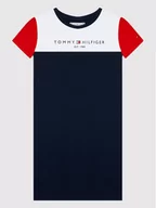 Sukienki i spódniczki dla dziewczynek - Tommy Hilfiger Sukienka codzienna Colourblock KG0KG06036 D Granatowy Regular Fit - miniaturka - grafika 1