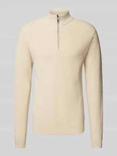 Sweter z dzianiny z kołnierzem model ‘Codford’ - Swetry męskie - miniaturka - grafika 1