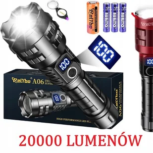 Latarka Led 20000 Lumenów Wojskowa Taktyczna 5 Trybów Akumulator Bateria - Latarki - miniaturka - grafika 1