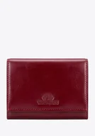 Portfele - Skórzany portfel damski poziomy czerwony - miniaturka - grafika 1