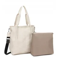 Torebki damskie - Torebka Shopper 2w1 LUIGISANTO Skóra Eko Beżowa - miniaturka - grafika 1
